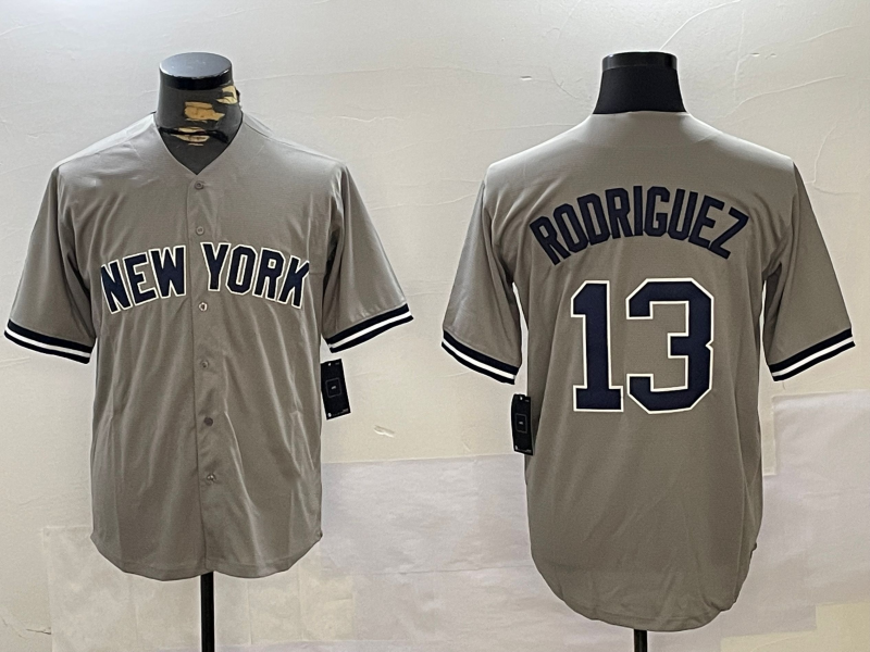 Custom #13 Grey NYY Baseball Shirt Top