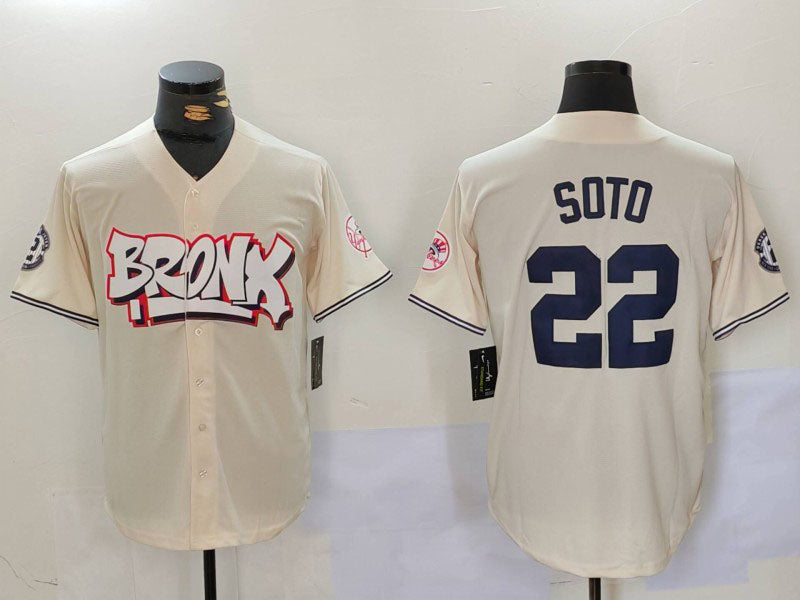 Custom #22 Cream NYY Baseball Shirt Top