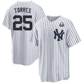 Custom #25 White NYY Baseball Shirt Top