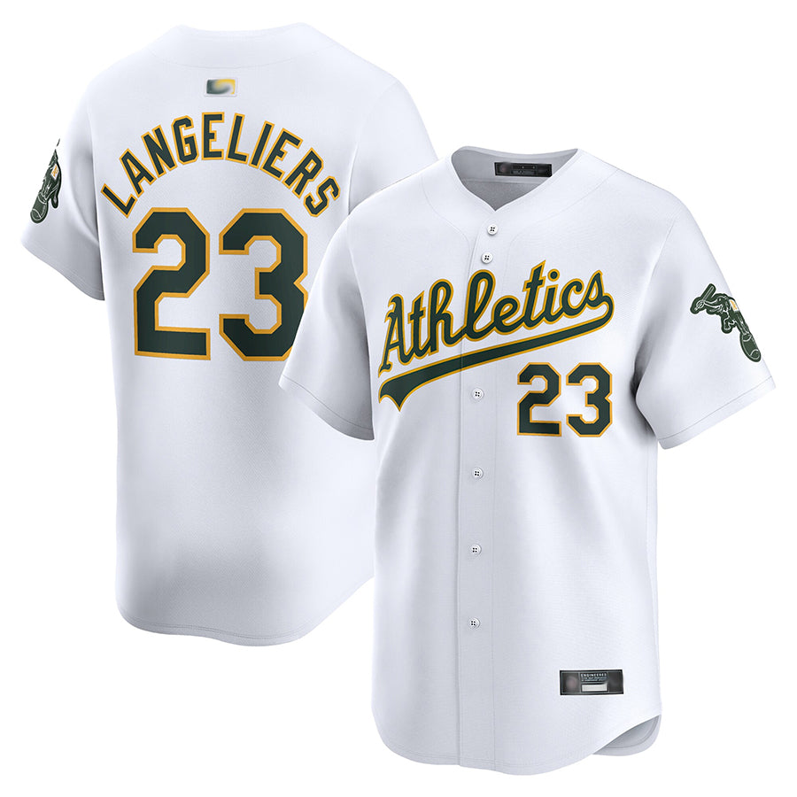 Athletics #23 Shea Langeliers Player White Home Limited Baseball Jerseys