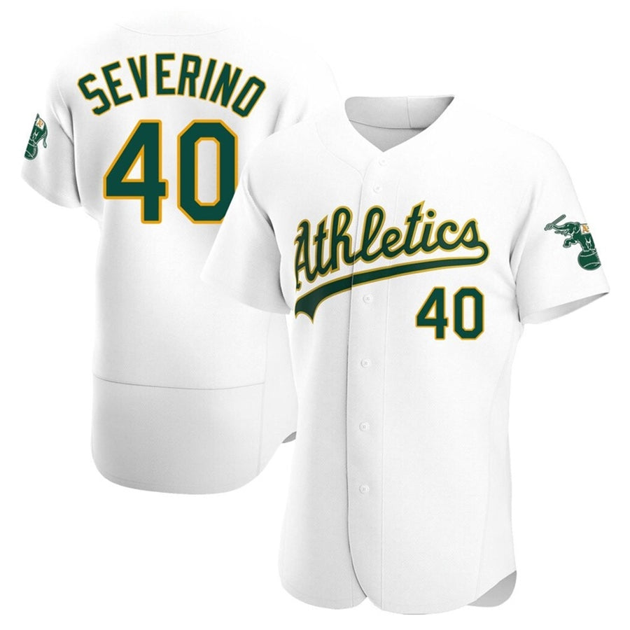 Athletics #40 Luis Severino Player White Home Limited ELite Baseball Jerseys