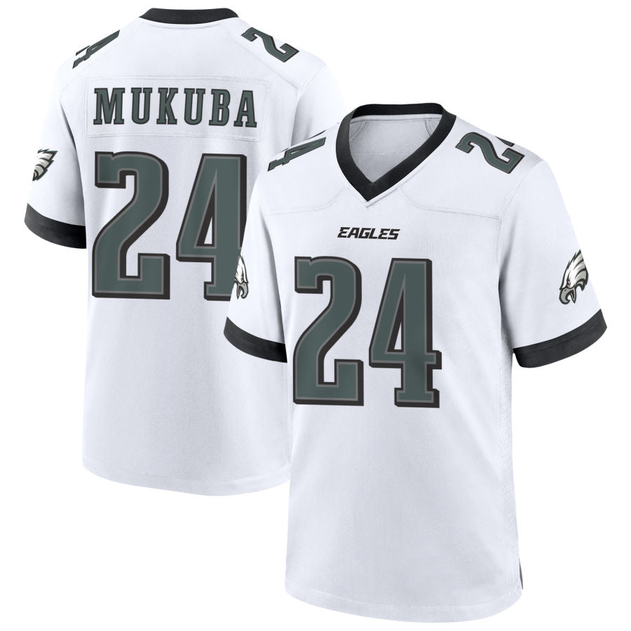 Custom #24 White PHI Football Shirt Top