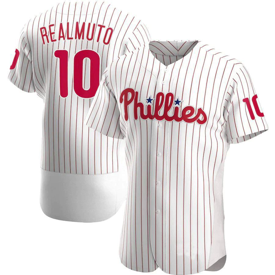 Custom #10 White PHI Baseball Shirt Top