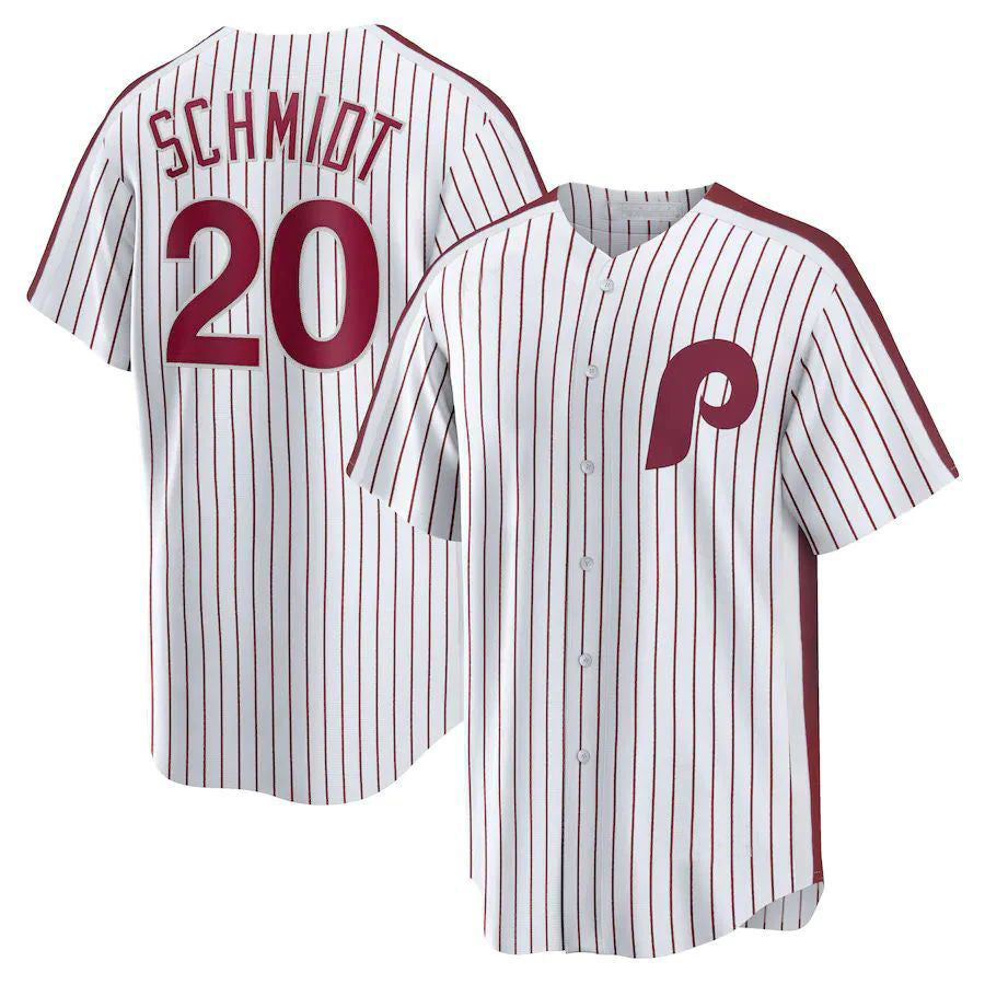 P.Phillies #20 Mike Schmidt Player White Home Limited Baseball Jerseys
