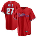P.Phillies #27 Aaron Nola Player Red Home Replica Baseball Jerseys