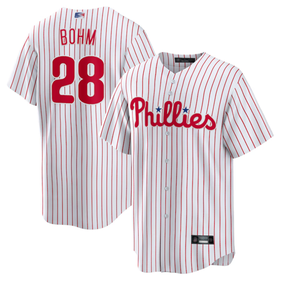 Custom #28 White PHI Baseball Shirt Top
