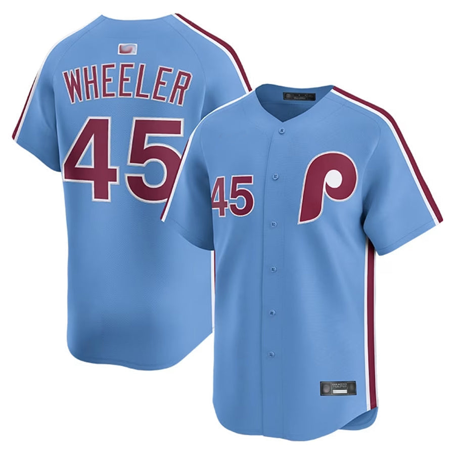 P.Phillies #45 Zack Wheeler Player Light Blue Limited Baseball Jerseys