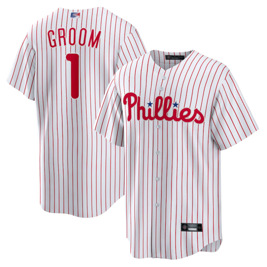 Custom #1 White PHI Baseball Shirt Top