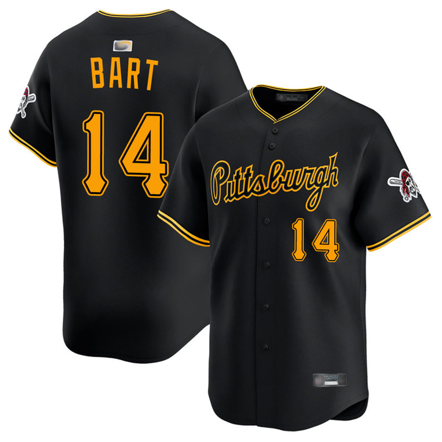 Custom #14 Black PIT Baseball Shirt Top