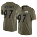 P.Steelers #97 Cameron Heyward Player Salute To Service Football Jersey - Limited Olive