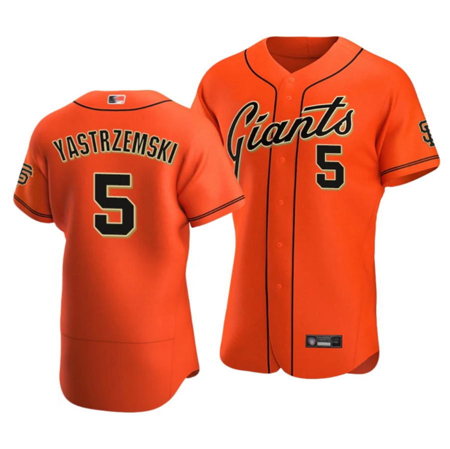 Custom #5 Orange SF Baseball Shirt Top
