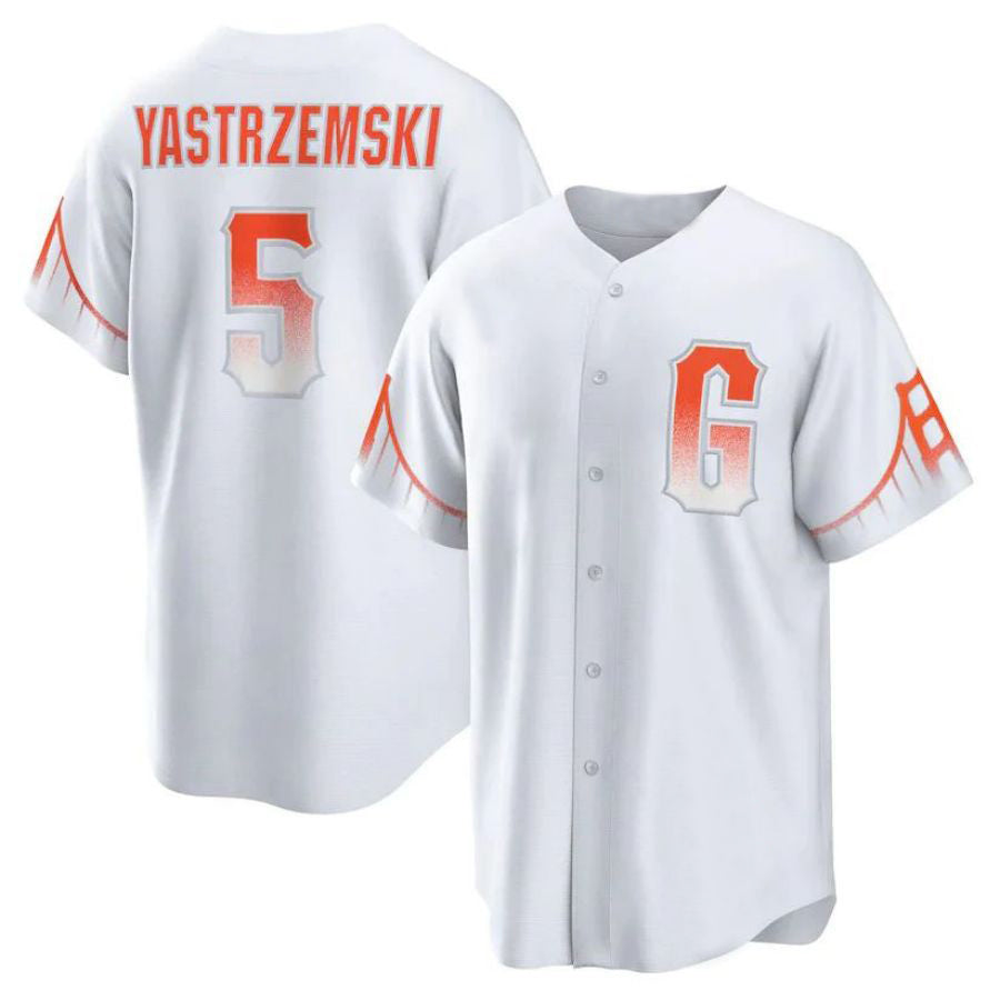 Custom #5 White City Connect SF Baseball Shirt Top