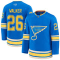 St. L.Blues #26 Nathan Walker Player Fanatics Alternate Premium White Hockey Jerseys