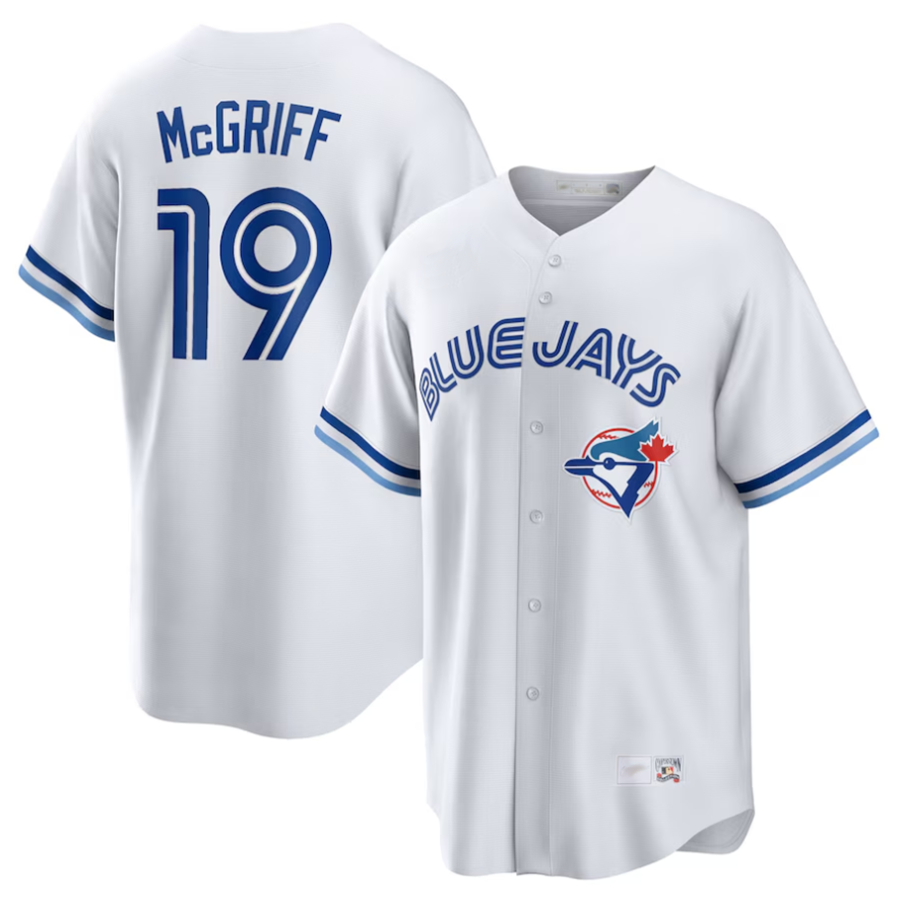 Custom #19 White Hall of Fame TOR Baseball Shirt Top