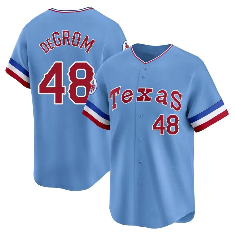 Custom #48 Light Blue City Connect TEX Baseball Shirt Top