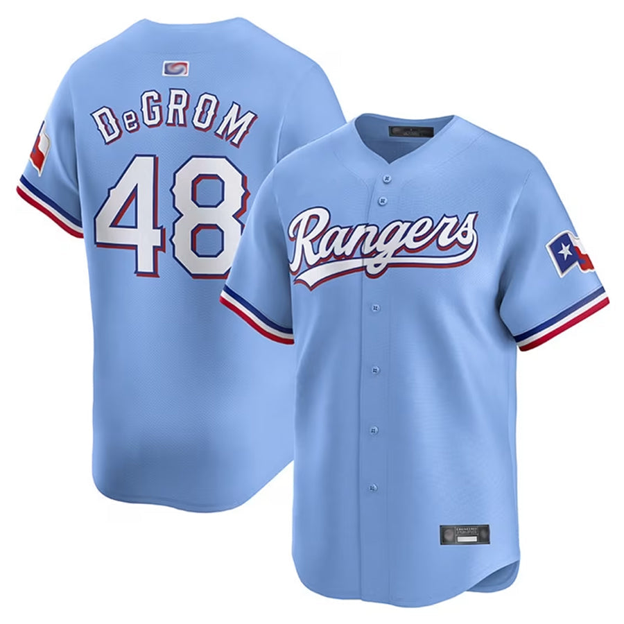 Custom #48 Light Blue TEX Baseball Shirt Top