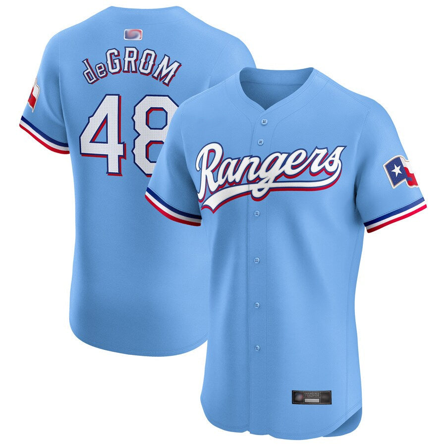 Custom #48 Light Blue TEX Baseball Shirt Top