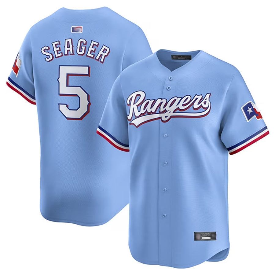 Custom #5 Light Blue TEX Baseball Shirt Top