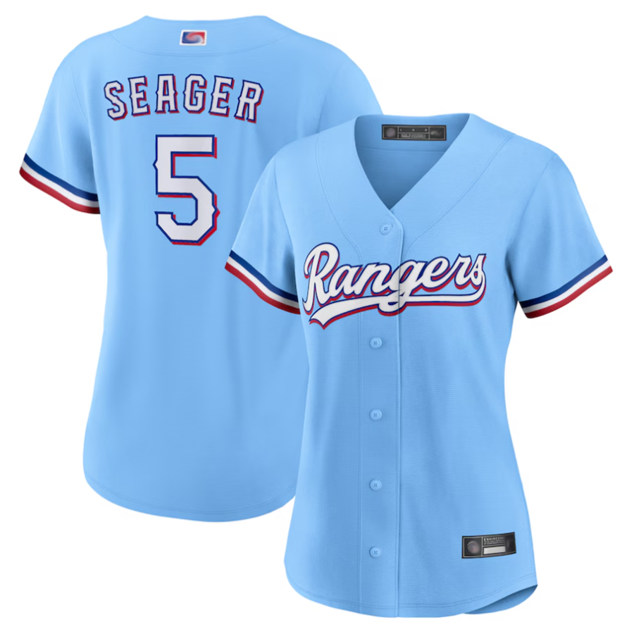 Custom #5 Light Blue TEX Baseball Shirt Top