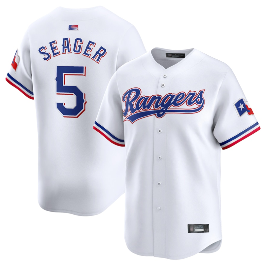 Custom #5 White TEX Baseball Shirt Top