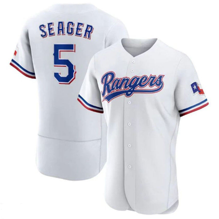 Custom #5 White TEX Baseball Shirt Top
