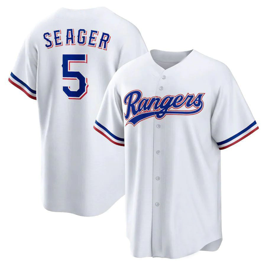 Custom #5 White TEX Baseball Shirt Top