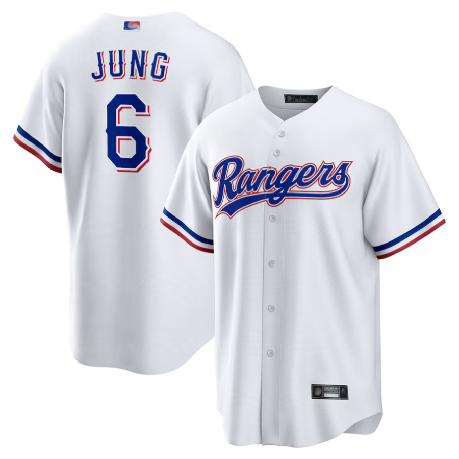 Custom #6 White TEX Baseball Shirt Top