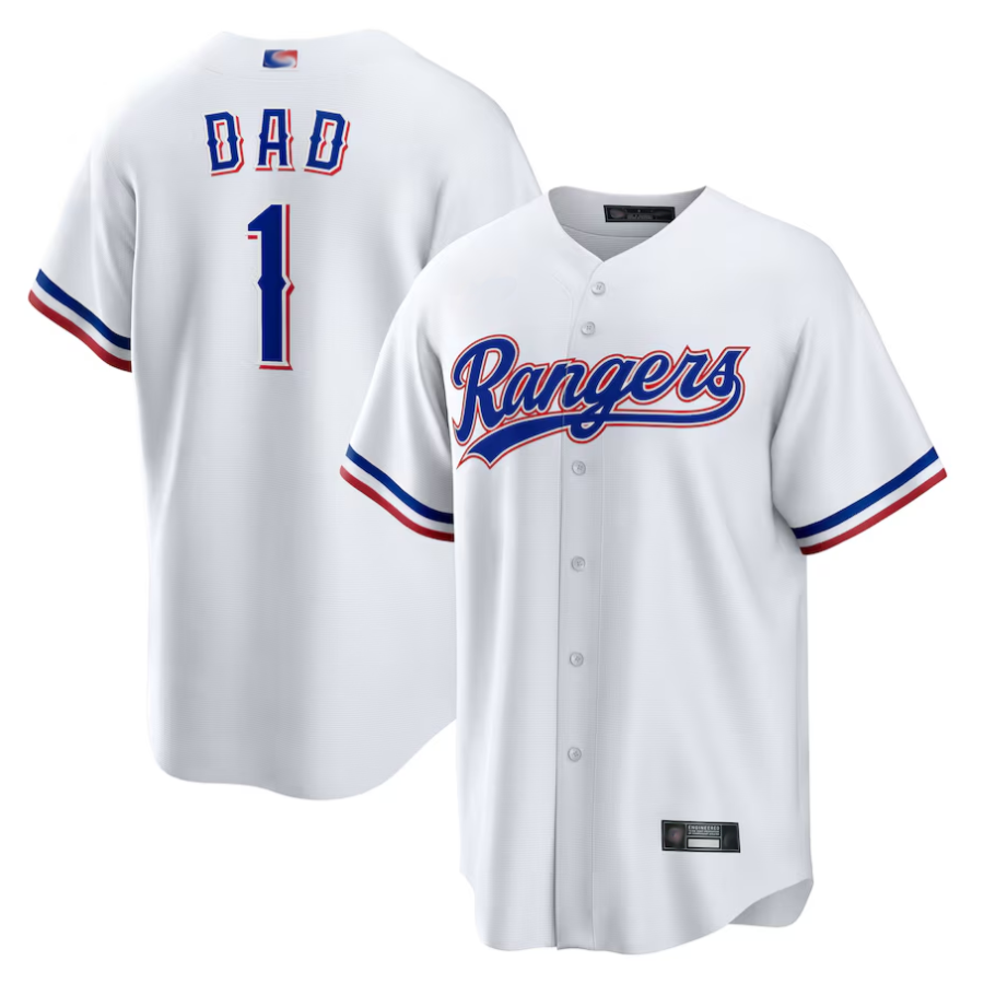 Custom #1 White TEX Baseball Shirt Top