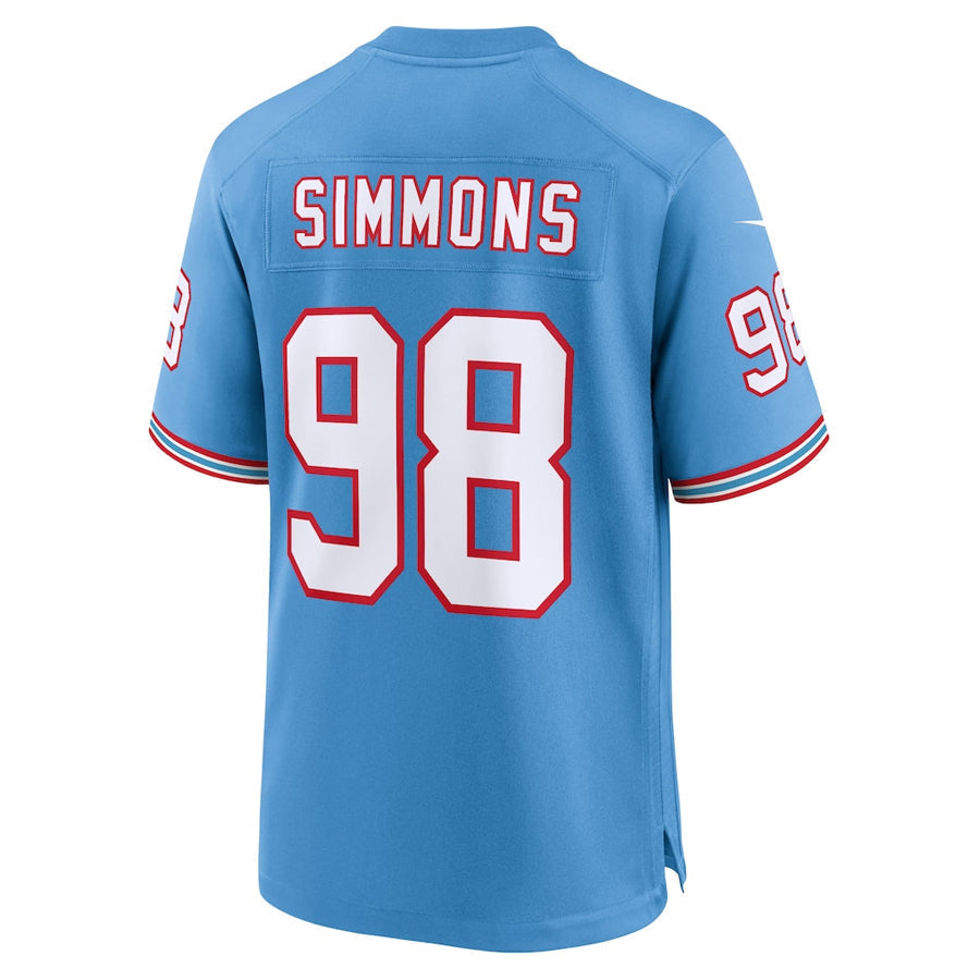 Custom #98 Light Blue Throwback TEN Football Shirt Top
