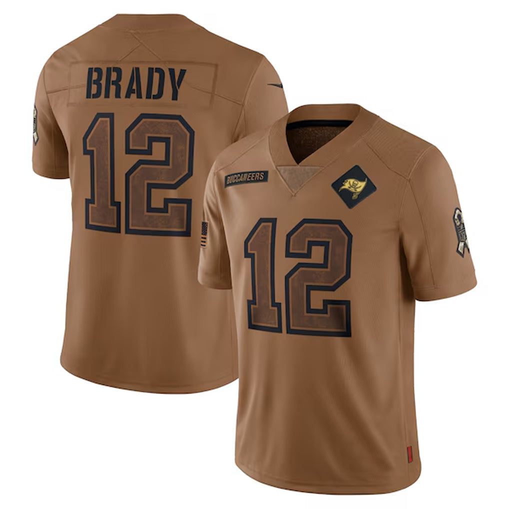 Custom #12 Brown TB Football Shirt Top