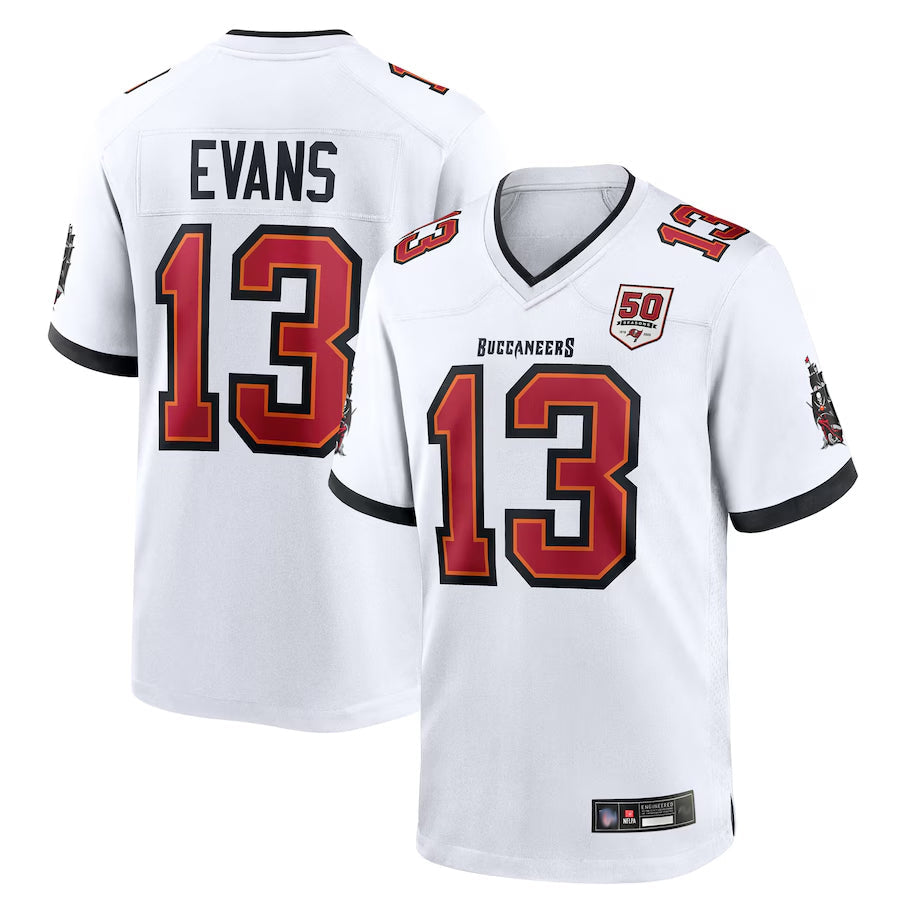 Custom #13 White TB Football Shirt Top
