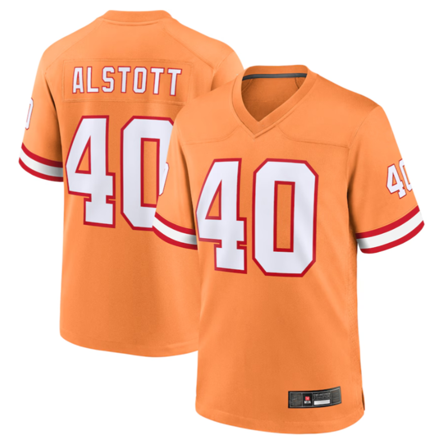 #40 Mike Alstott Player TB.Buccaneers Orange Throwback Game Limited Edition Football Jerseys