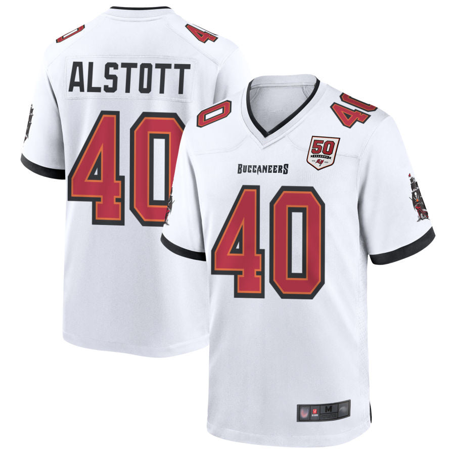 Custom #40 White TB Football Shirt Top