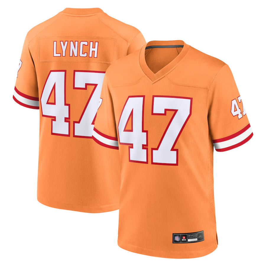 Custom #47 Orange Throwback TB Football Shirt Top