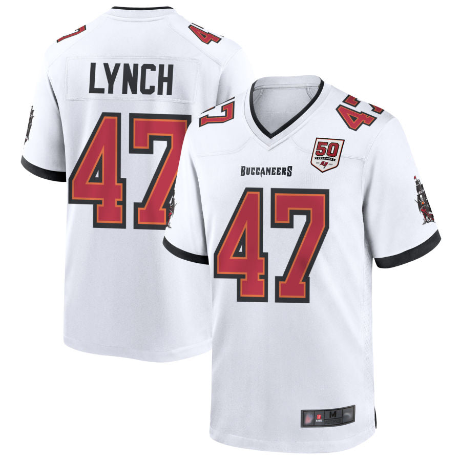 Custom #47 White TB Football Shirt Top