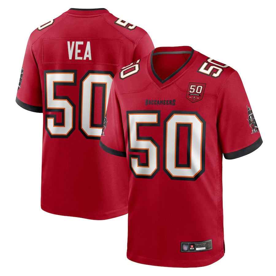 Custom #50 Red TB Football Shirt Top