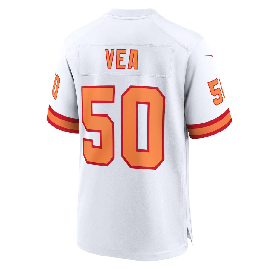Custom #50 White TB Football Shirt Top