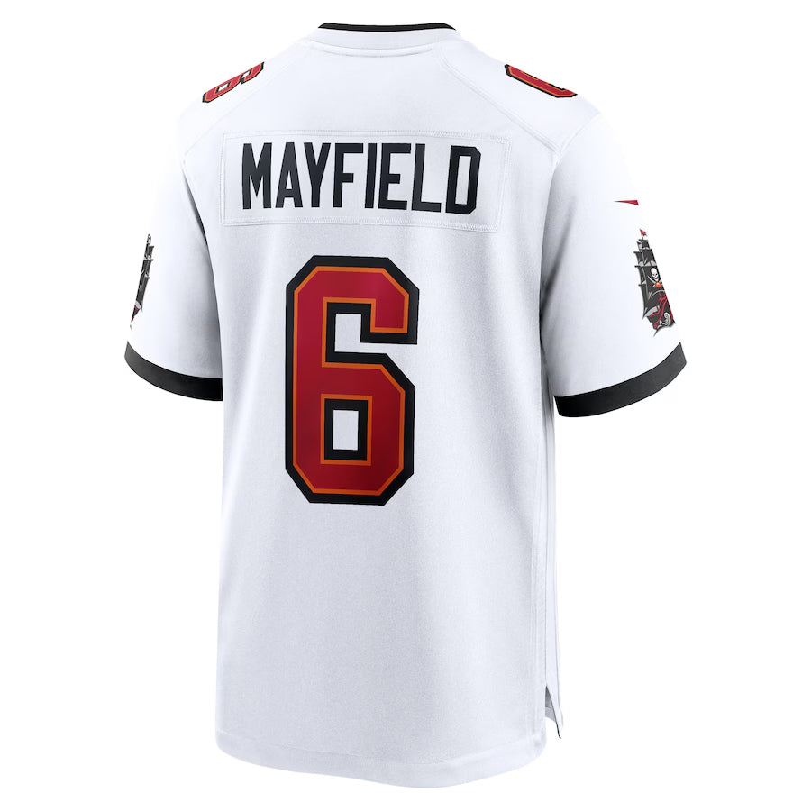 Custom #6 White TB Football Shirt Top