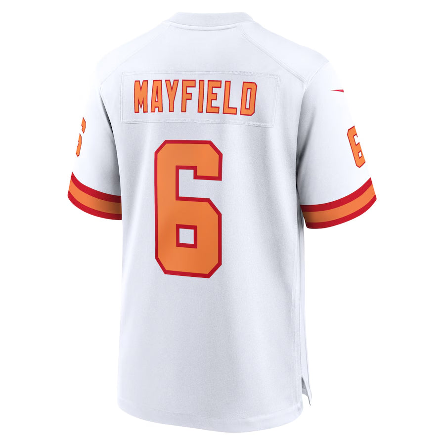Custom #6 White TB Football Shirt Top