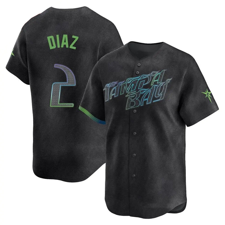 Custom #2 Charcoal City Connect TB Baseball Shirt Top