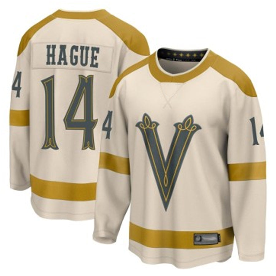 Custom #14 Cream VGK Hockey Shirt Top
