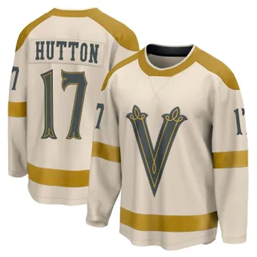 Custom #17 Cream VGK Hockey Shirt Top