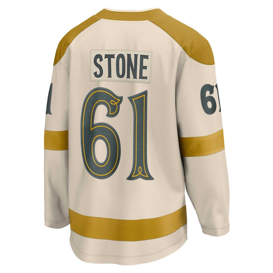 Custom #61 Cream VGK Hockey Shirt Top