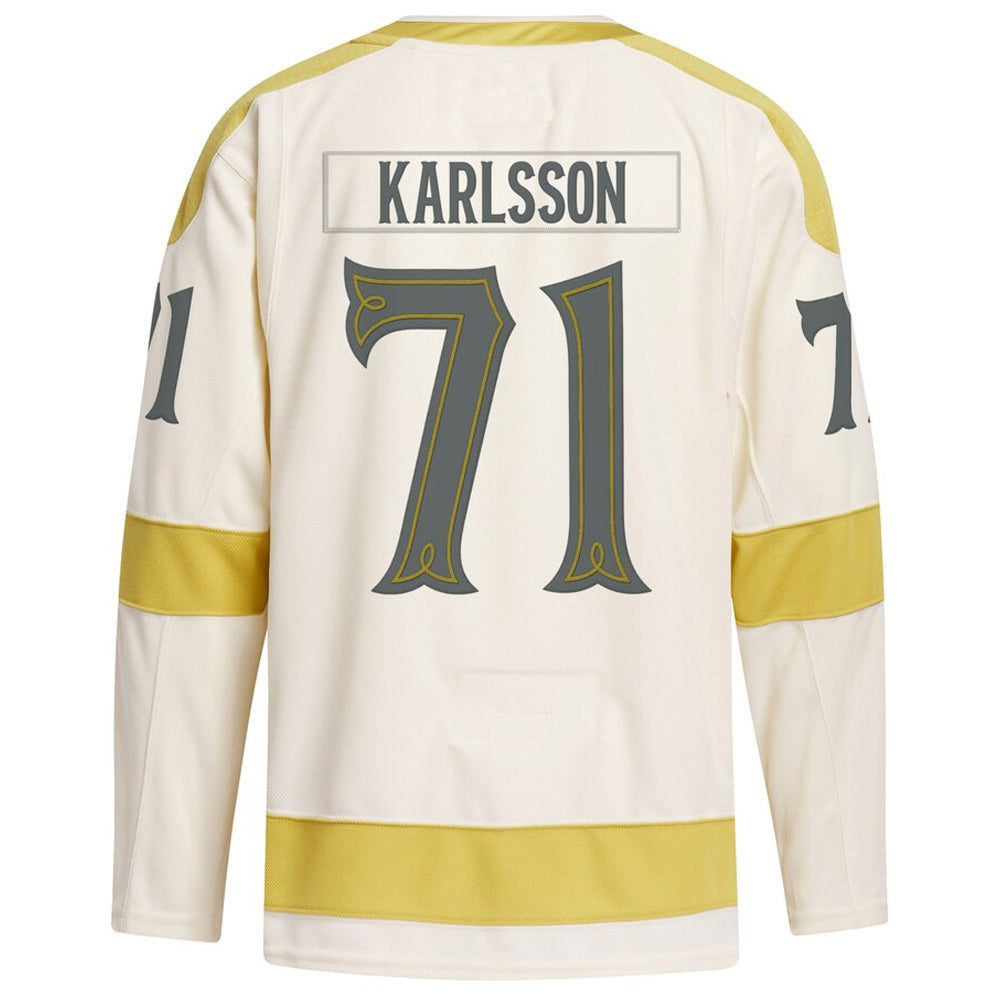 Custom #71 Cream VGK Hockey Shirt Top