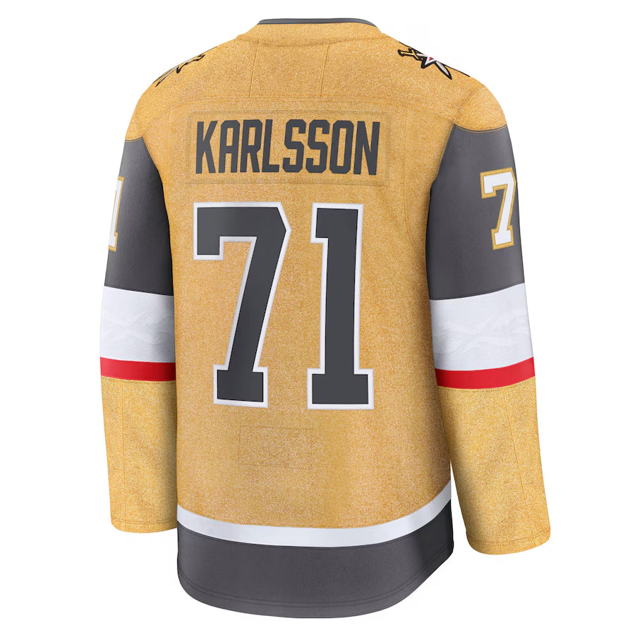 Custom #71 Gold VGK Hockey Shirt Top
