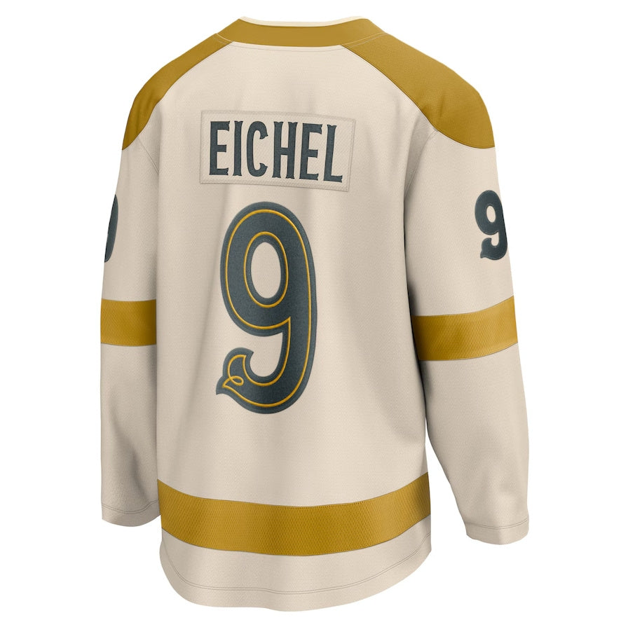 Custom #9 Cream VGK Hockey Shirt Top