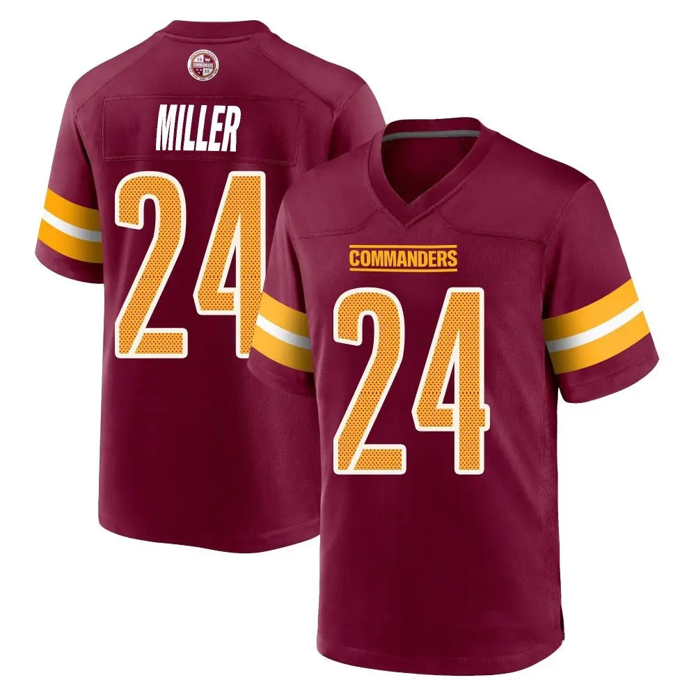 Custom #24 Burgundy WAS Football Shirt Top