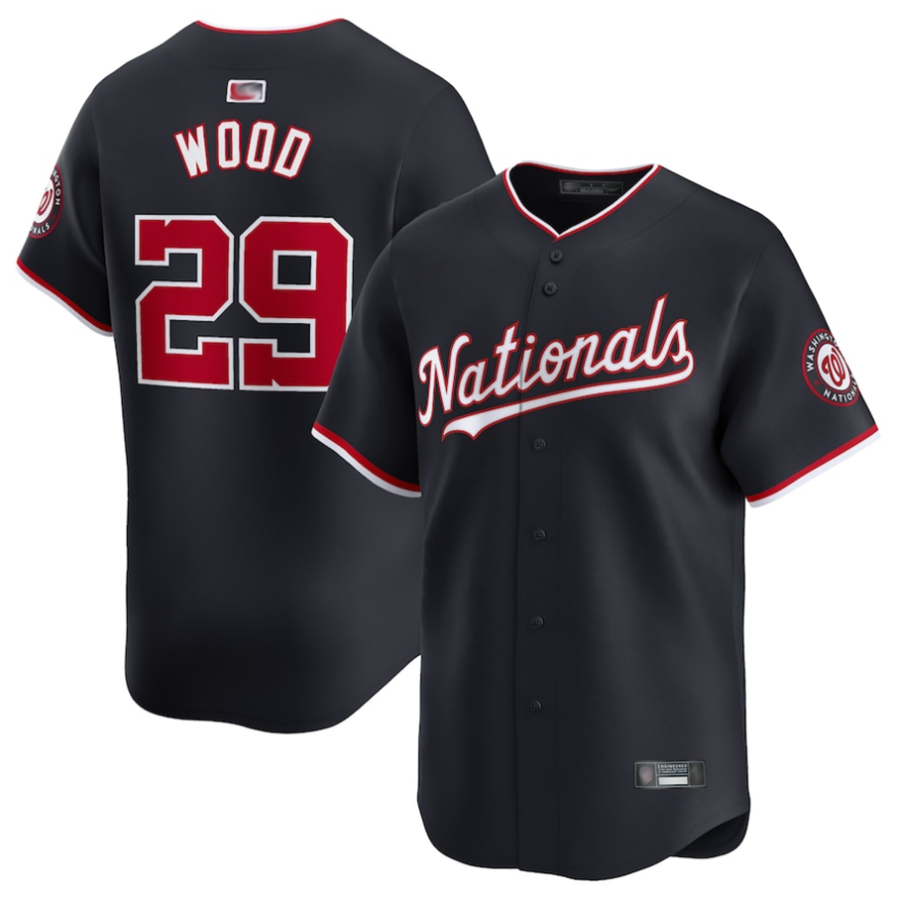 Custom #29 Navy WSH Baseball Shirt Top
