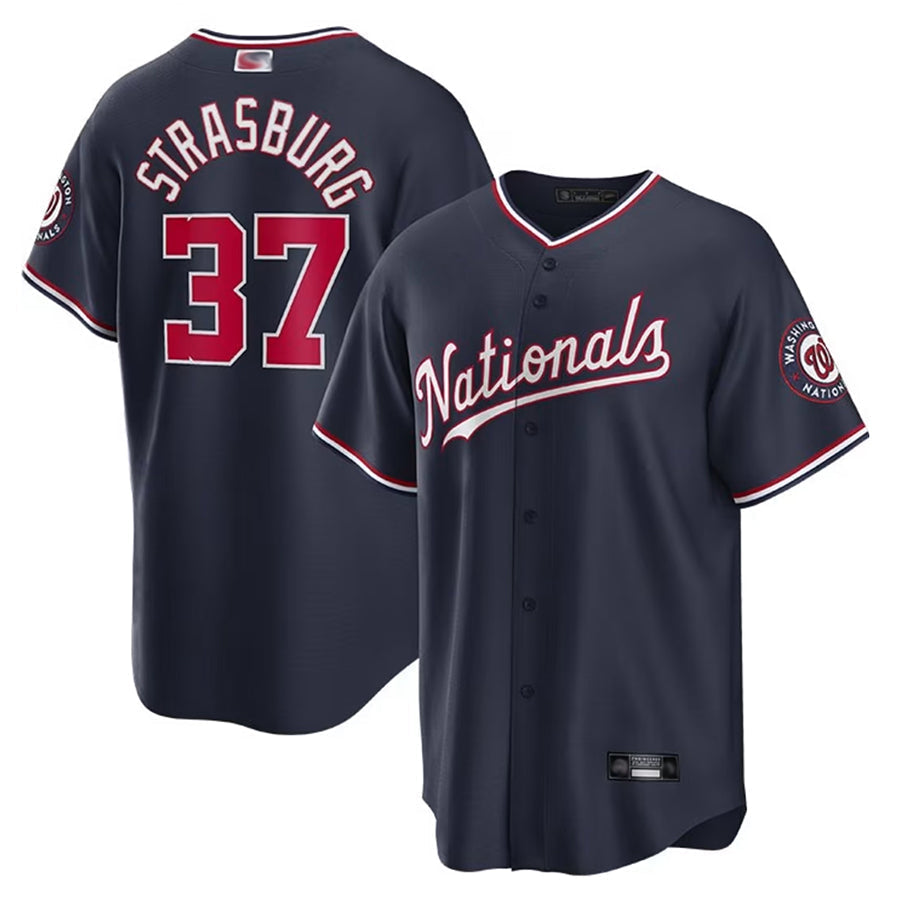 Custom #37 Navy WSH Baseball Shirt Top
