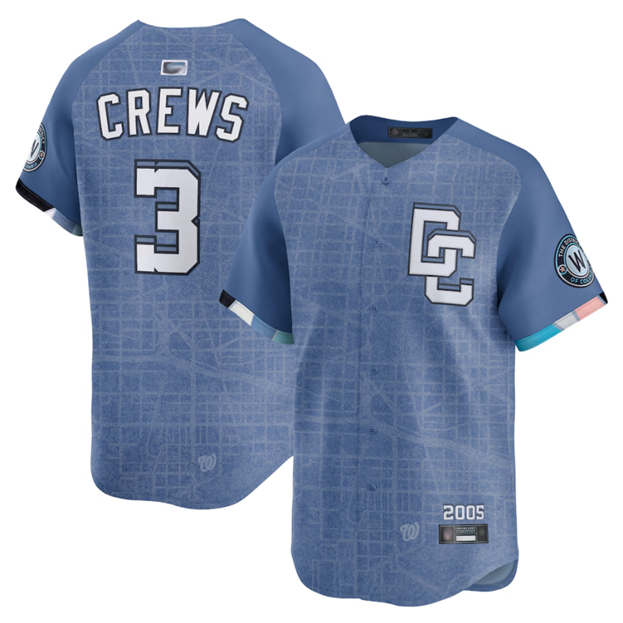 Custom #3 Blue City Connect WSH Baseball Shirt Top